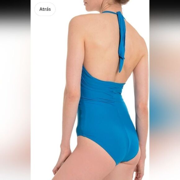 NWT Spanx Shaping Swimsuit One-piece Bayside Blue Halter 12 - Picture 16 of 16